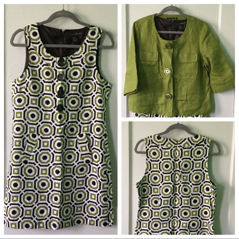 Willi Smith Linen Dress, Geometric Print, M, NWT